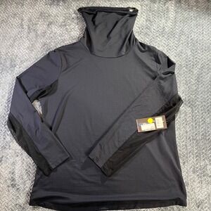 IBKUL Women's Black Convertible Mock Neck Long Sleeve Athletic Top XL